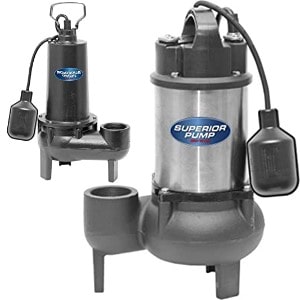 Pictured is the Superior Pump Sewage Pumps With stainless steel or cast iron housing and cawt iron base. 